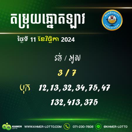 តម្រុយឆ្នោតឡាវ ថ្ងៃទី 11 ខែវិច្ឆិកា 2024