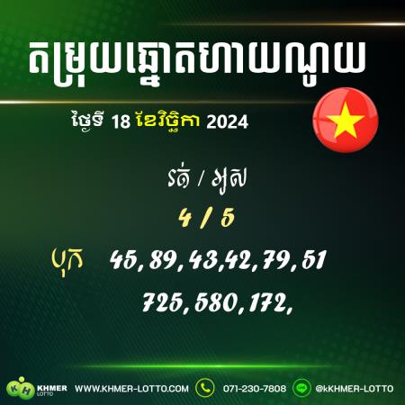 តម្រុយឆ្នោតហាណូយ ថ្ងៃទី 18 ខែវិច្ឆិកា 2024