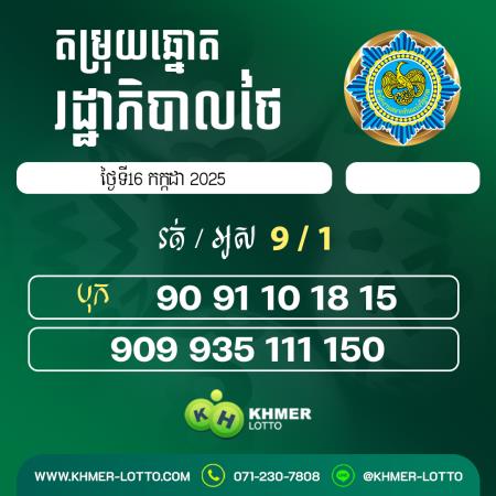 តម្រុយឆ្នោតរដ្ធាភិបាល ថ្ងៃទី 16 កក្កដា 2025