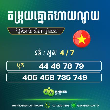 តម្រុយឆ្នោតហាណូយ  ថ្ងៃទី 04 សីហា 2025