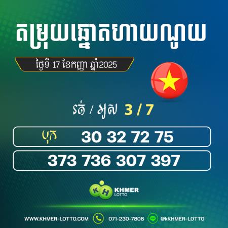 តម្រុយឆ្នោតហាណូយ  ថ្ងៃទី 17 កញ្ញា 2025